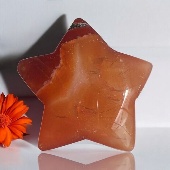 Carnelian Crystal Star Carving (1) - Picture 1 of 11